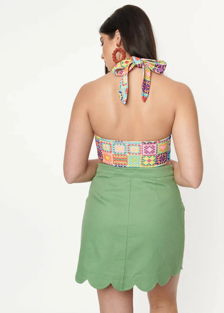 Unique Vintage Smak Parlour Campus 60's Mini Skirt Green 3 Unique Vintage Smak Parlour Campus 60's Mini Skirt Green - Image 3