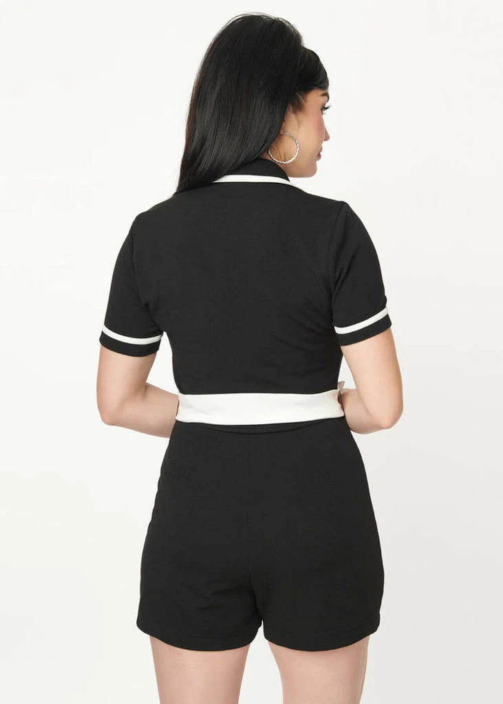 Unique Vintage Smak Parlour Belted Romper 60's Playsuit Black White 3 Unique Vintage Smak Parlour Belted Romper 60's Playsuit Black White - Image 3