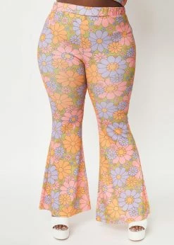 Unique Vintage Smak Parlour Find Your Flare Daisy 60's Trousers Green -Banned Retro Shop unique vintage SP363KB3 sp find your daisy trousers grn 0 1024x1024