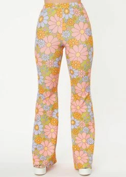 Unique Vintage Smak Parlour Find Your Flare Daisy 60's Trousers Green
