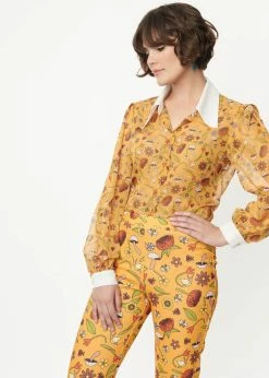 Unique Vintage Smak Parlour Garden Party 60's Blouse Mustard 10 Unique Vintage Smak Parlour Garden Party 60's Blouse Mustard -Banned Retro Shop unique vintage SP440WT0 sp garden party blouse must 3 1024x1024