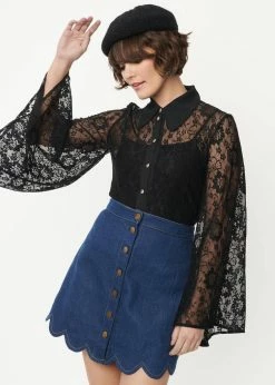 Unique Vintage Smak Parlour Bell Lace 70's Blouse Black 9 Unique Vintage Smak Parlour Bell Lace 70's Blouse Black -Banned Retro Shop unique vintage SP448WT0 sp bell lace blouse blk 2 e43b4fca 8c6e 45d4 b159 9603874f8643 1024x1024