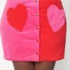 Unique Vintage Smak Parlour Heart Patch Pockets 60's Short Skirt Pink Red