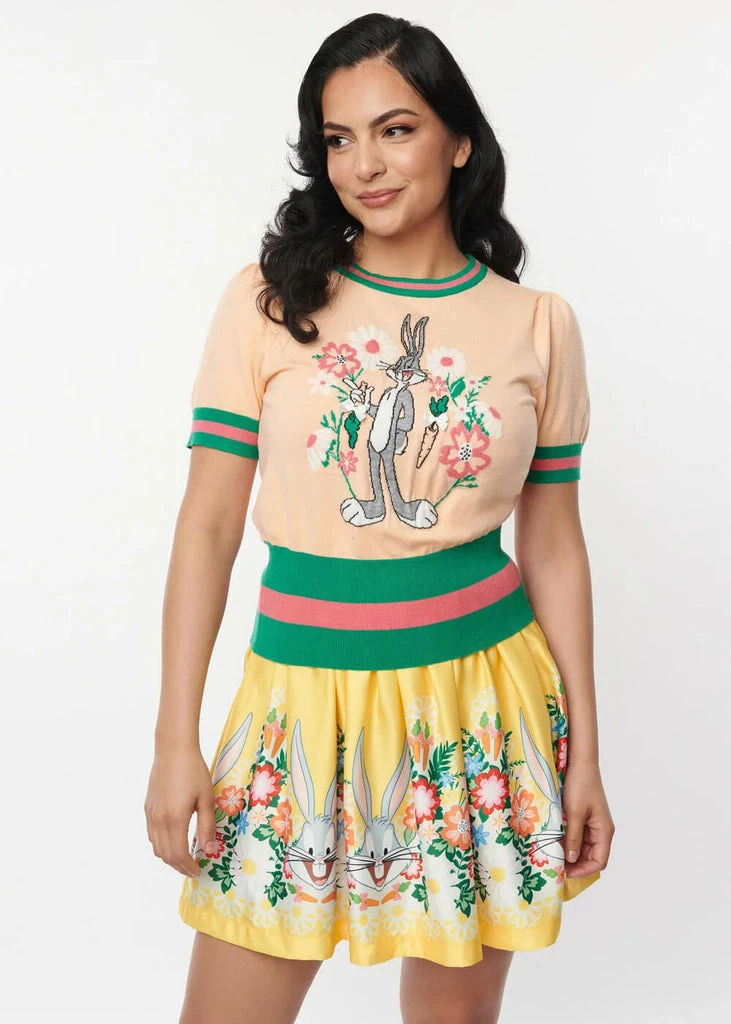 Unique Vintage X Looney Tunes Bugs Bunny 60's Short Skirt Yellow - Image 4