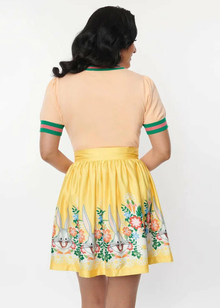 Unique Vintage X Looney Tunes Bugs Bunny 60's Short Skirt Yellow - Image 5