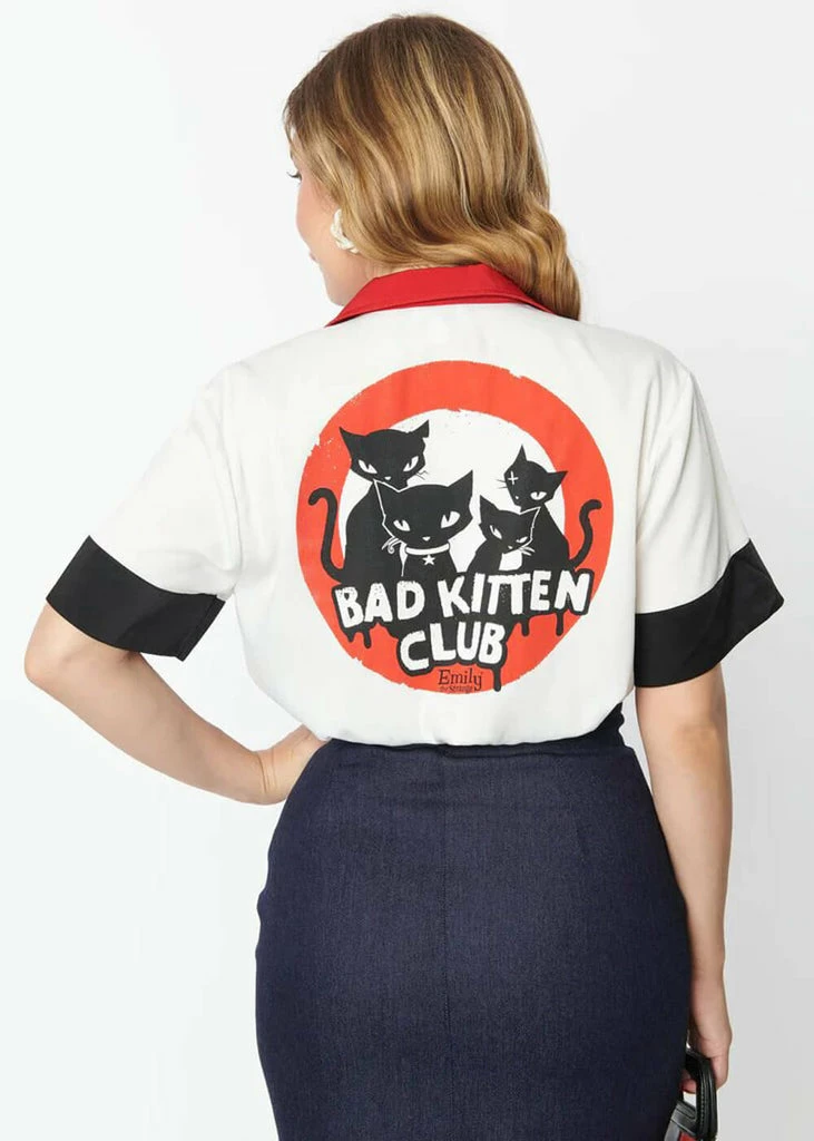 Unique Vintage X Emily The Strange Resort Bowling Shirt White 1 Unique Vintage X Emily The Strange Resort Bowling Shirt White