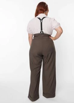 Unique Vintage Thelma Pinstripe 40's Trousers With Suspenders Grey -Banned Retro Shop unique vintage TR K1034WB0 thelma trousers grey 0 46ce11c5 a7a1 4a94 9c49 c36037db370b 1024x1024