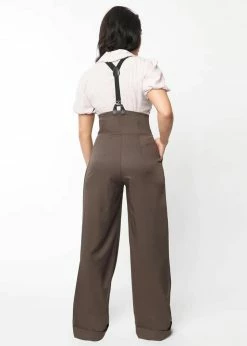 Unique Vintage Thelma Pinstripe 40's Trousers With Suspenders Grey -Banned Retro Shop unique vintage TR K1034WB0 thelma trousers grey 3 7036285b 2e77 49fd b814 dad42ed939ee 1024x1024