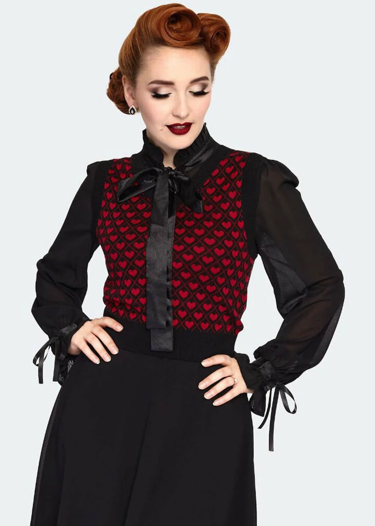 Voodoo Vixen Heart 40's Spencer Jumper Black 4 Voodoo Vixen Heart 40's Spencer Jumper Black - Image 4