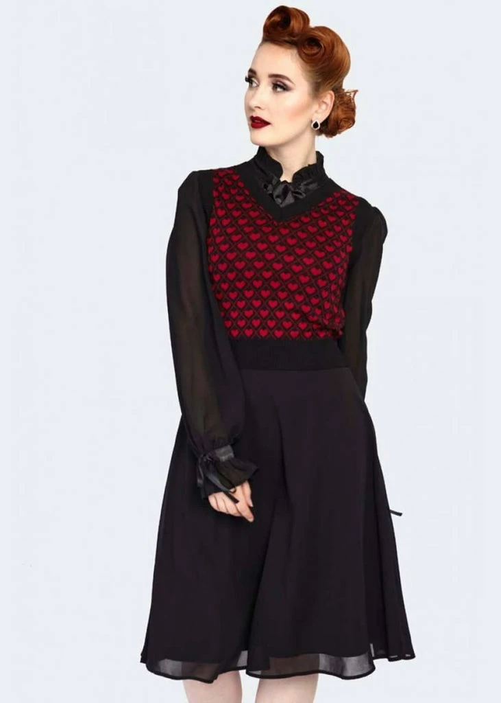 Voodoo Vixen Heart 40's Spencer Jumper Black 3 Voodoo Vixen Heart 40's Spencer Jumper Black - Image 3