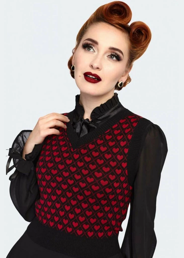 Voodoo Vixen Heart 40's Spencer Jumper Black 1 Voodoo Vixen Heart 40's Spencer Jumper Black