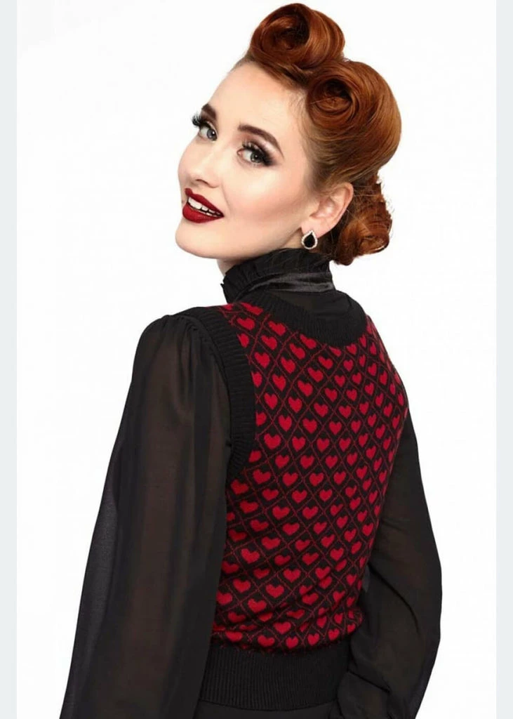 Voodoo Vixen Heart 40's Spencer Jumper Black 2 Voodoo Vixen Heart 40's Spencer Jumper Black - Image 2